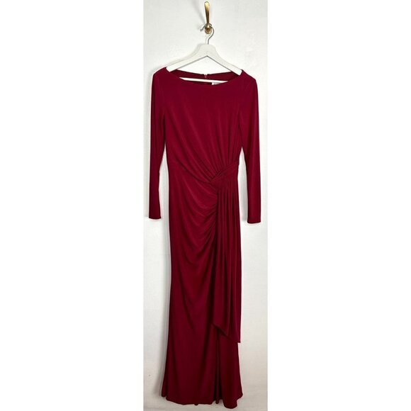 MAC DUGGAL Long Sleeve Jersey Evening Gown in Berry Size US 6 - Picture 2 of 10